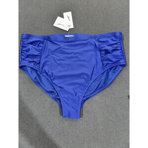 Jessica Simpson Swim Bottom High Waisted 2X Plus Size Black Ruched NEW